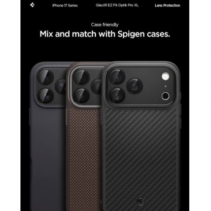 Предпазна плочка за камерата на iPhone 17 Pro - Spigen Glass tR EZ Fit Optik Pro XL (черен) 17