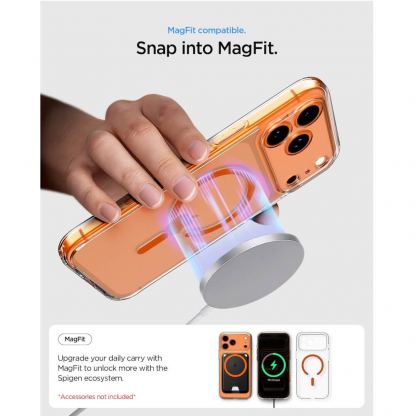 Хибриден кейс с висока степен на защита с MagSafe за iPhone 17 Pro - Spigen Ultra Hybrid MagSafe Case (прозрачен-оранжев)  14