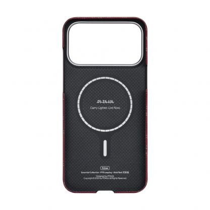 Кевларен кейс с MagSafe за iPhone 17 Pro - Pitaka Monogram PitaTap Aramid Ultra Slim MagSafe Case (червен) 2