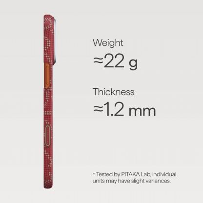 Кевларен кейс с MagSafe за iPhone 17 Pro - Pitaka Monogram PitaTap Aramid Ultra Slim MagSafe Case (червен) 4