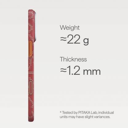 Кевларен кейс с MagSafe за iPhone 17 Pro Max - Pitaka Monogram PitaTap Aramid Ultra Slim MagSafe Case (червен) 4