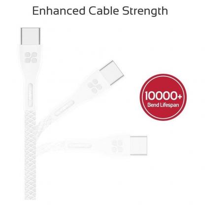 Кабел с гумирана оплетка за устройства с USB-C порт (120 см) - Promate PowerBeam-C USB-A to USB-C Cable 2А (бял) 4