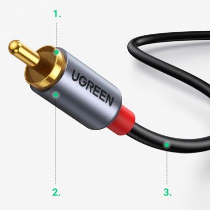 Кабел USB-C мъжко към 2xRCA (чинча) мъжко за устройства с USB-C порт (150 см) - Ugreen USB-C Male to 2xRCA Male Cable (черен) 2