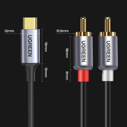 Кабел USB-C мъжко към 2xRCA (чинча) мъжко за устройства с USB-C порт (150 см) - Ugreen USB-C Male to 2xRCA Male Cable (черен) 10
