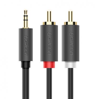 Качествен аудио кабел 2xRCA (мъжко) към 3.5mm (мъжко) (10 метра) - Ugreen AV102 2xRCA Male to 3.5mm Male Audio Cable (черен) 2