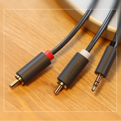Качествен аудио кабел 2xRCA (мъжко) към 3.5mm (мъжко) (10 метра) - Ugreen AV102 2xRCA Male to 3.5mm Male Audio Cable (черен) 8