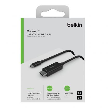 Кабел за свързване от USB-C към HDMI 8K (200 см) - Belkin Connect USB-C to HDMI 2.1, 8K 60Hz Cable (черен) 5