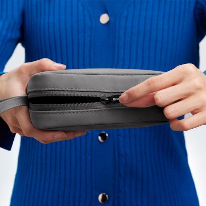 Органайзер за захранване, кабели, слушалки и други аксесоари - Baseus Easy Journey Series Storage Bag (сив) 11