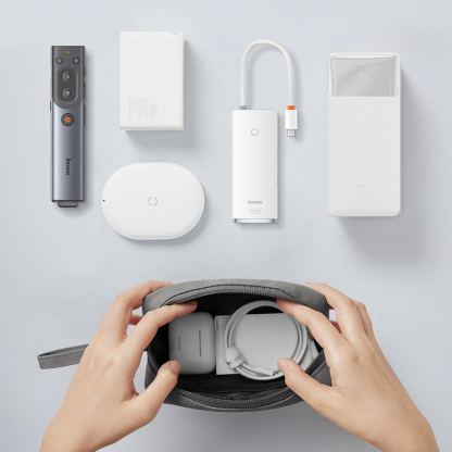 Органайзер за захранване, кабели, слушалки и други аксесоари - Baseus Easy Journey Series Storage Bag (сив) 12