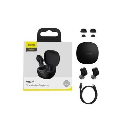 Безжични блутут слушалки със зареждащ кейс - Baseus Encok WM01 TWS In-Ear Bluetooth Earphones (NGTW240001) (черен) 2