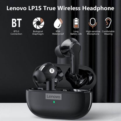Безжични блутут слушалки със зареждащ кейс - Lenovo LP1S ANC TWS Earphones (черен) 5