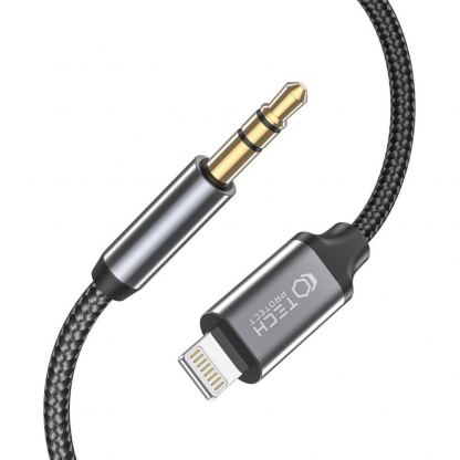 Качествен аудио кабел от Lightning към 3.5 мм. аудио жак (100см) - Tech-Protect Ultraboost Audio Cable With Lightning Connector (черен) 2