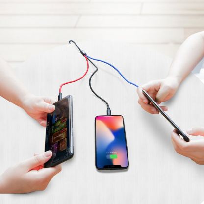 Универсален USB кабел с Lightning, microUSB и USB-C конектори (120 см) - Baseus Three Primary Colors 3-in-1 USB Cable (CAMLT-BSY01) (черен) 3