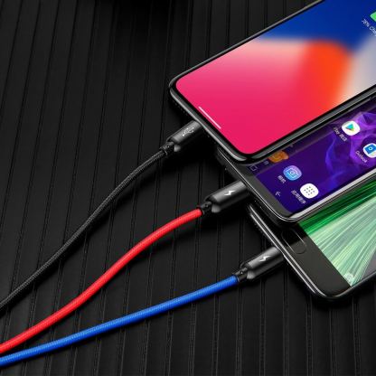 Универсален USB кабел с Lightning, microUSB и USB-C конектори (120 см) - Baseus Three Primary Colors 3-in-1 USB Cable (CAMLT-BSY01) (черен) 12