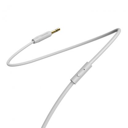 Качествен 3.5 мм аудио кабел с микрофон и бутон (100 см) - Borofone BL5 Aux Audio Cable (сив) 2