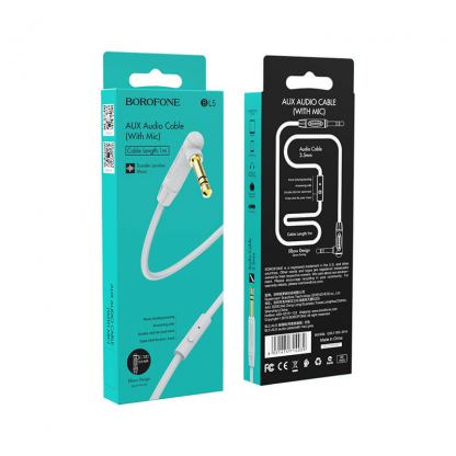 Качествен 3.5 мм аудио кабел с микрофон и бутон (100 см) - Borofone BL5 Aux Audio Cable (сив) 5