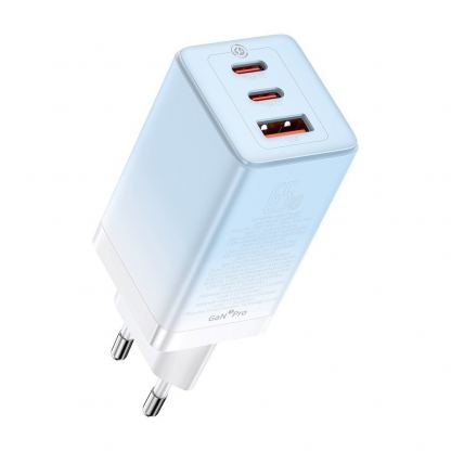 Захранване за ел. мрежа за лаптопи, смартфони и таблети с USB-A и 2xUSB-C изходи с технология за бързо зареждане и USB-C към USB-C кабел - Baseus GaN 3 Pro Fast Laptop Charger 65W (CCGP050103) (син) 3