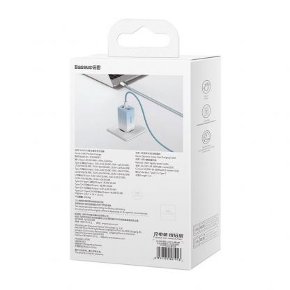 Захранване за ел. мрежа за лаптопи, смартфони и таблети с USB-A и 2xUSB-C изходи с технология за бързо зареждане и USB-C към USB-C кабел - Baseus GaN 3 Pro Fast Laptop Charger 65W (CCGP050103) (син) 6