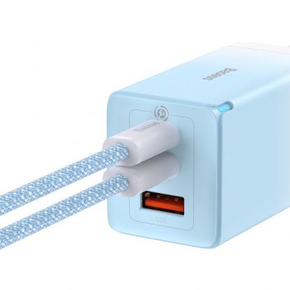 Захранване за ел. мрежа за лаптопи, смартфони и таблети с USB-A и 2xUSB-C изходи с технология за бързо зареждане и USB-C към USB-C кабел - Baseus GaN 3 Pro Fast Laptop Charger 65W (CCGP050103) (син) 8