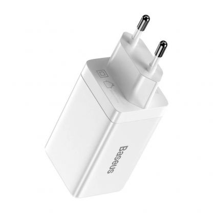 Захранване за ел. мрежа за лаптопи, смартфони и таблети с USB-A и 2xUSB-C изходи с технология за бързо зареждане и USB-C към USB-C кабел - Baseus GaN 3 Pro Fast Laptop Charger 65W (CCGP050102) (бял) 14
