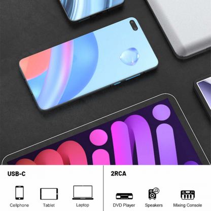 Активен кабел USB-C мъжко към 2xRCA (чинча) женско за устройства с USB-C порт (20 см) - 4smarts MatchCord Active USB-C Male to 2xRCA Female Adapter Cable (черен) 6