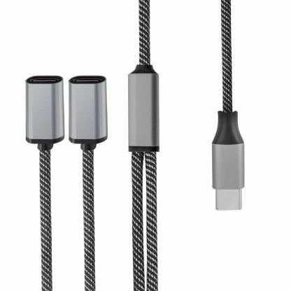 Кабел USB-C мъжко към 2xUSB-C женско за устройства с USB-C порт (20 см) - 4smarts MatchCord USB-C Male to 2xUSB-C Female Adapter Cable (черен) 7