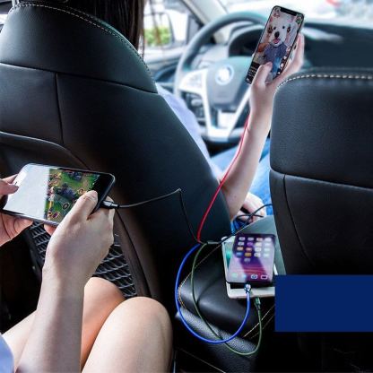 Универсален USB-A кабел с microUSB, 2xLightning и USB-C конектори (120 см) - Baseus Fast 4-in-1 Charging Data Cable (CA1T4-A01) (черен) 12