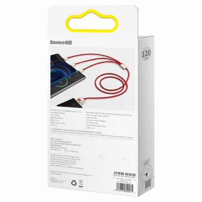 Универсален USB кабел с Lightning, microUSB и USB-C конектори (120 см) - Baseus Year of the Tiger 3-in-1 USB Cable (CASX010009) (червен) 8