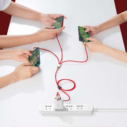 Универсален USB кабел с Lightning, microUSB и USB-C конектори (120 см) - Baseus Year of the Tiger 3-in-1 USB Cable (CASX010009) (червен) 9