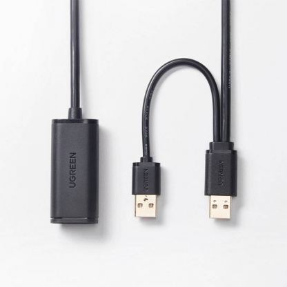 Удължителен USB кабел с две мъжки USB (500 см) - Ugreen 2 x USB 2.0 Extension Cable (черен) 3