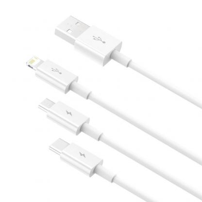 Универсален USB кабел с Lightning, microUSB и USB-C конектори (150 см) - Baseus Superior 3-in-1 USB Cable (CAMLTYS-02) (бял) 3