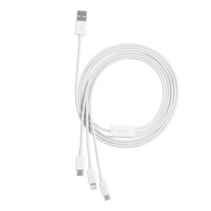 Универсален USB кабел с Lightning, microUSB и USB-C конектори (150 см) - Baseus Superior 3-in-1 USB Cable (CAMLTYS-02) (бял) 6