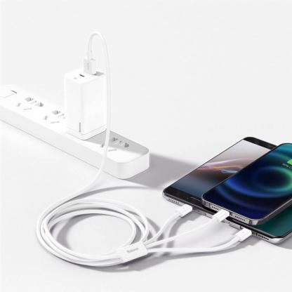 Универсален USB кабел с Lightning, microUSB и USB-C конектори (150 см) - Baseus Superior 3-in-1 USB Cable (CAMLTYS-02) (бял) 7