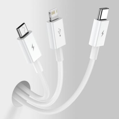 Универсален USB кабел с Lightning, microUSB и USB-C конектори (150 см) - Baseus Superior 3-in-1 USB Cable (CAMLTYS-02) (бял) 10