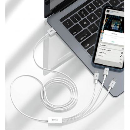 Универсален USB кабел с Lightning, microUSB и USB-C конектори (150 см) - Baseus Superior 3-in-1 USB Cable (CAMLTYS-02) (бял) 15