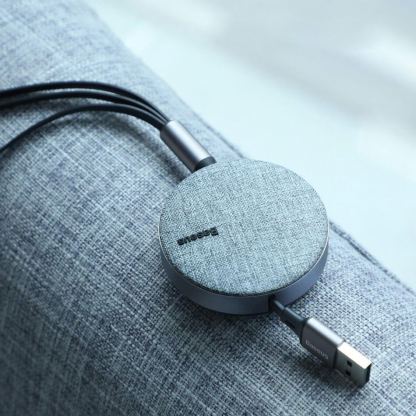 Универсален USB кабел с Lightning, microUSB и USB-C конектори (120 см) - Baseus Fabric 3-in-1 Flexible Cable USB (червен) 10