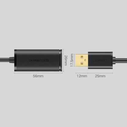 Активен удължителен USB кабел (500 см) - Ugreen Active Repeater USB-A 2.0 Male to USB-A 2.0 Female Extention USB Cable (черен) 3