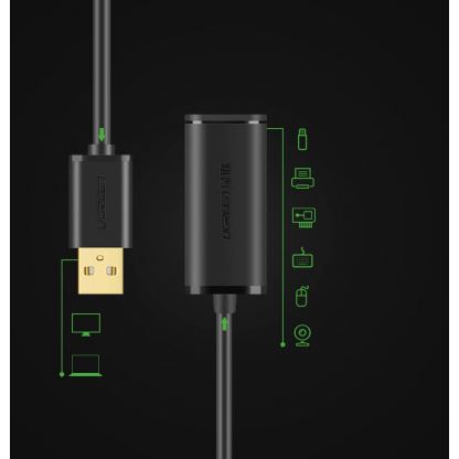 Активен удължителен USB кабел (500 см) - Ugreen Active Repeater USB-A 2.0 Male to USB-A 2.0 Female Extention USB Cable (черен) 6