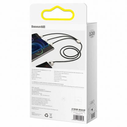 Универсален USB кабел с Lightning, microUSB и USB-C конектори (120 см) - Baseus Year of the Tiger 3-in-1 USB Cable (CASX010001) (черен) 5