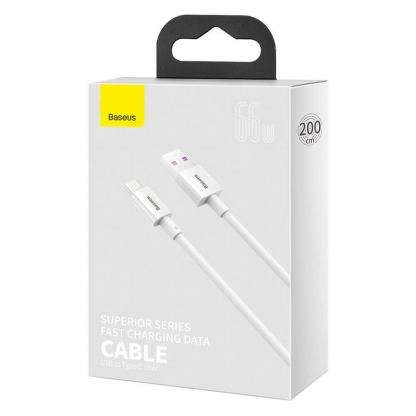 USB-C кабел с бързо зареждане за устройства с USB-C порт (200 см) - Baseus Superior USB-A to USB-C Cable 66W (CATYS-A02) (бял)  5