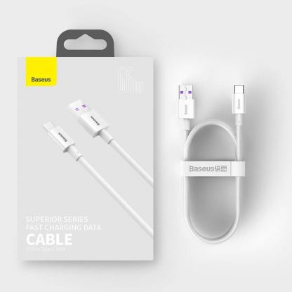 USB-C кабел с бързо зареждане за устройства с USB-C порт (200 см) - Baseus Superior USB-A to USB-C Cable 66W (CATYS-A02) (бял)  16
