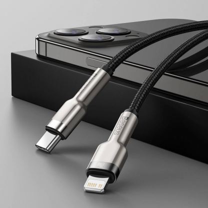 USB-C към Lightning кабел за Apple устройства с Lightning порт (100 см) - Baseus Cafule Metal Series USB-C to Lightning Cable PD 20W (CATLJK-A01) (черен) 11