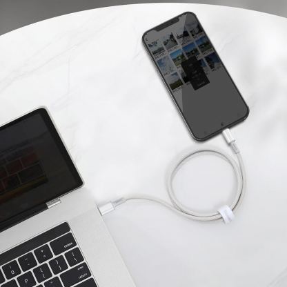 USB-C към Lightning кабел за Apple устройства с Lightning порт (100 см) - Baseus High Density Braided USB-C to Lightning Cable PD 20W (CATLGD-02) (бял) 9