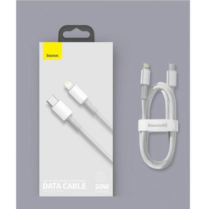 USB-C към Lightning кабел за Apple устройства с Lightning порт (100 см) - Baseus High Density Braided USB-C to Lightning Cable PD 20W (CATLGD-02) (бял) 14