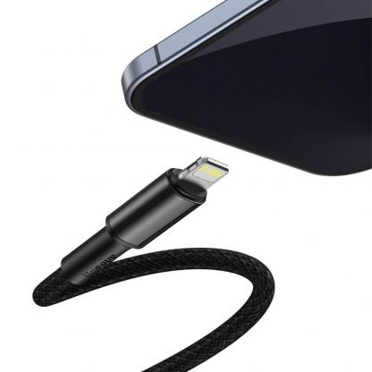 USB-C към Lightning кабел за Apple устройства с Lightning порт (100 см) - Baseus High Density Braided USB-C to Lightning Cable PD 20W (CATLGD-01) (черен) 2