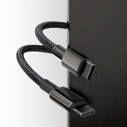 Здрав кабел с въжена оплетка и бързо зареждане за устройства с USB-C порт (100 см) - Baseus Tungsten Gold USB-C to USB-C Cable PD 2.0 100W (CATWJ-01) (черен) 2