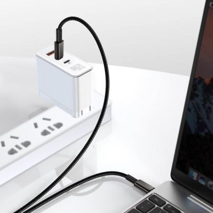 Здрав кабел с въжена оплетка и бързо зареждане за устройства с USB-C порт (100 см) - Baseus Tungsten Gold USB-C to USB-C Cable PD 2.0 100W (CATWJ-01) (черен) 9