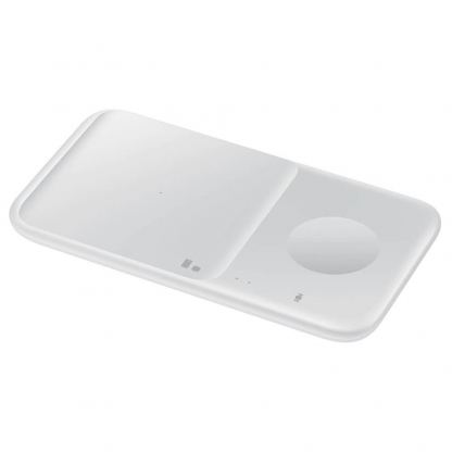 Комплект двойна поставка (пад) за безжично зареждане, зарядно и кабел за мобилни устройства, Galaxy Watch и слушалки - Samsung Wireless Charger Duo EP-P4300TWEGEU (бял) 2