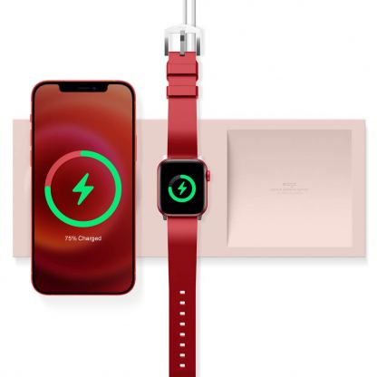 Силиконова поставка за зареждане на iPhone и Apple Watch чрез поставяне на Apple MagSafe Charger и Apple Watch кабел - Elago Charging Tray Duo for MagSafe & Apple Watch Charger (розов) 8