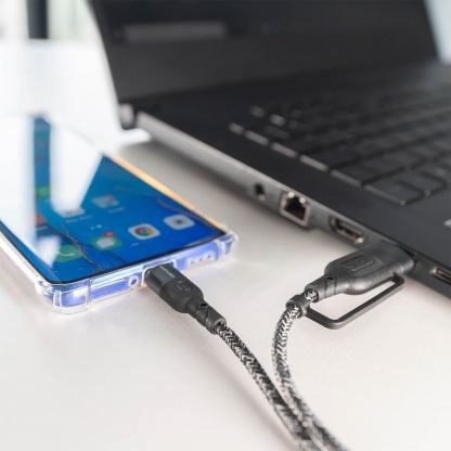 Качествен многофункционален кабел за USB към USB-C и USB-C към USB-C (150 см) - 4smarts ComboCord CA USB-A and USB-C to USB-C Cable (черен) 2